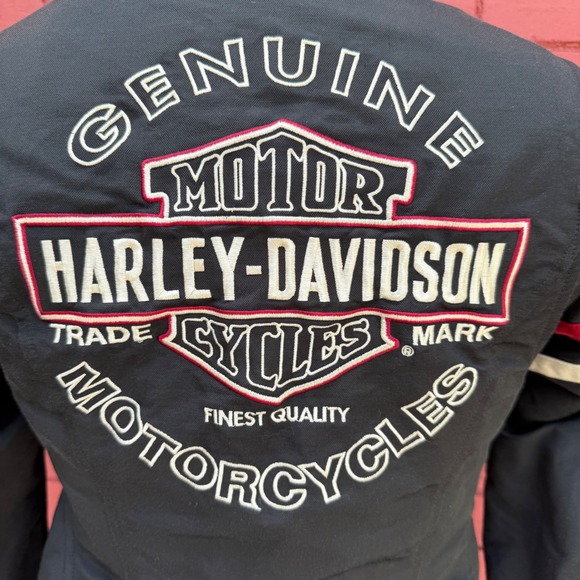 Harley-Davidson Womens Black Motorcycle Jacket Red Hooded Lined Moto Biker XS‎ - Picture 5 of 8